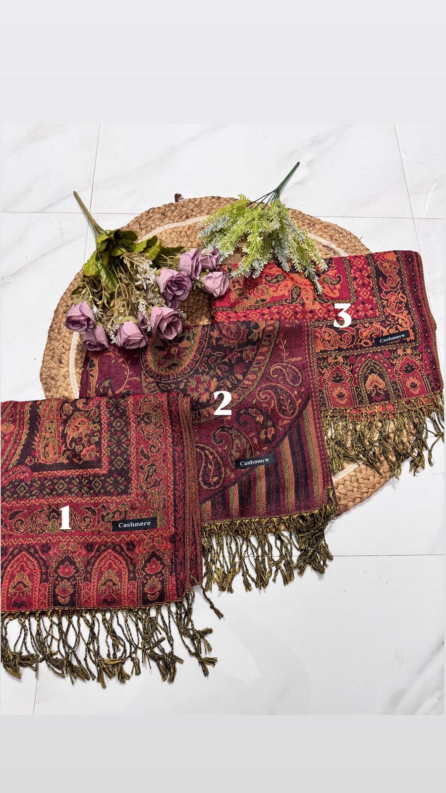 Pashmina shawl (red shades)