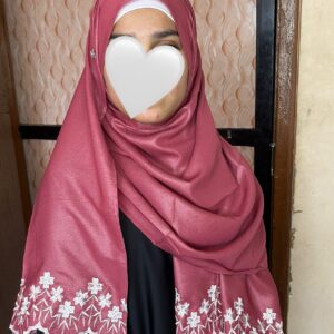 Elegant Shimmer Cotton Hijab with Floral Lace