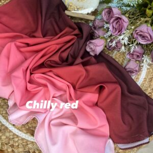 Elegant Ombre Malaysian Georgette Hijab - Chilly Red