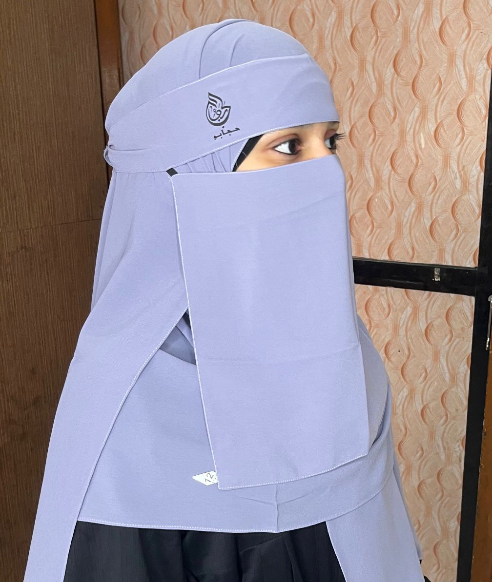 Black Malaysian Hijab with Matching Face Veil - Image 4